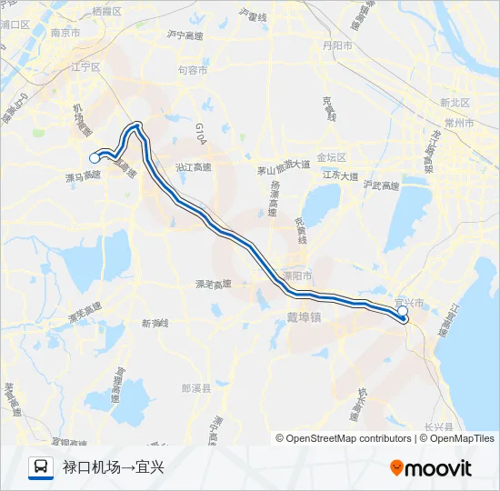 禄口机场宜兴线 Bus Line Map