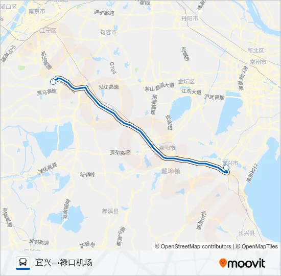 禄口机场宜兴线 Bus Line Map