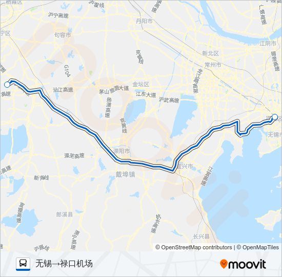 禄口机场无锡线 Bus Line Map