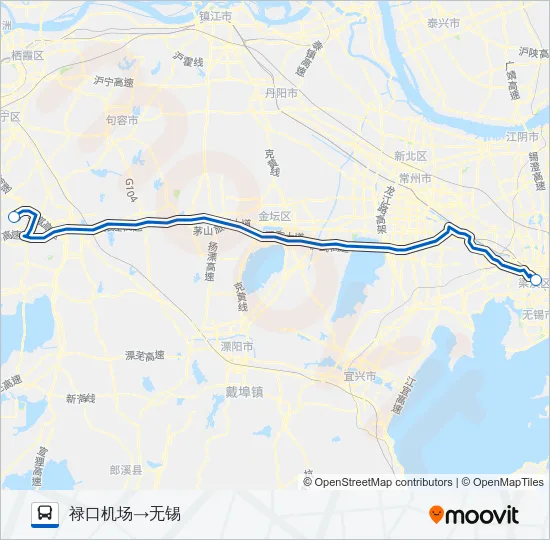 禄口机场无锡线 Bus Line Map