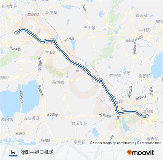 禄口机场溧阳线 Bus Line Map