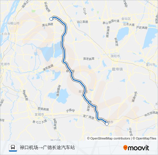 公交机场巴士广德专路的线路图