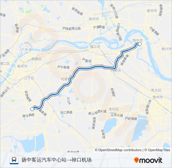 公交机场巴士扬中专路的线路图