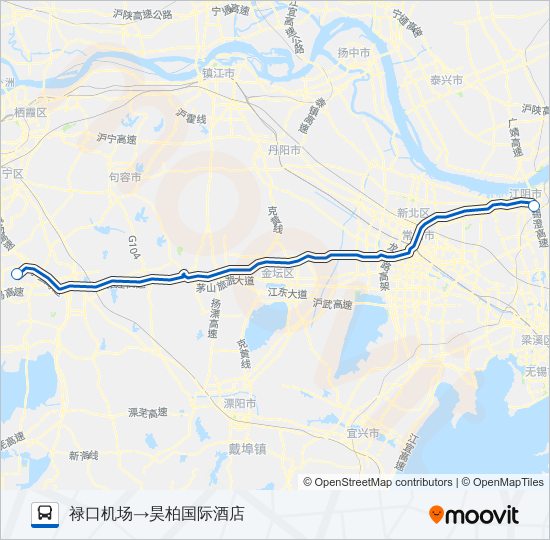机场巴士江阴专线 bus Line Map