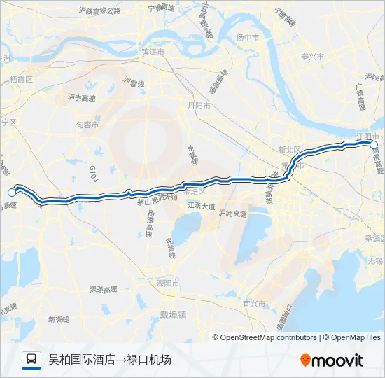 机场巴士江阴专线 Bus Line Map