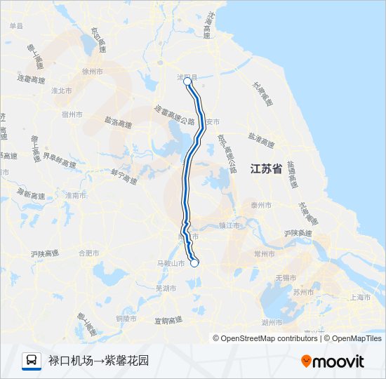 机场巴士沭阳专线 Bus Line Map