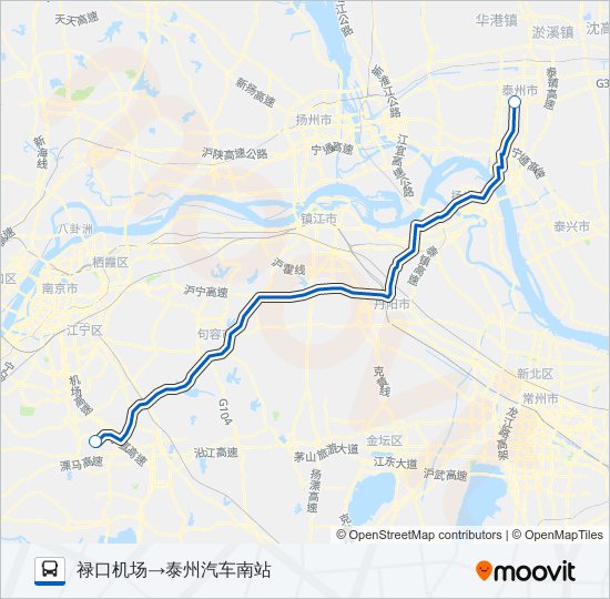 公交机场巴士泰州专路的线路图