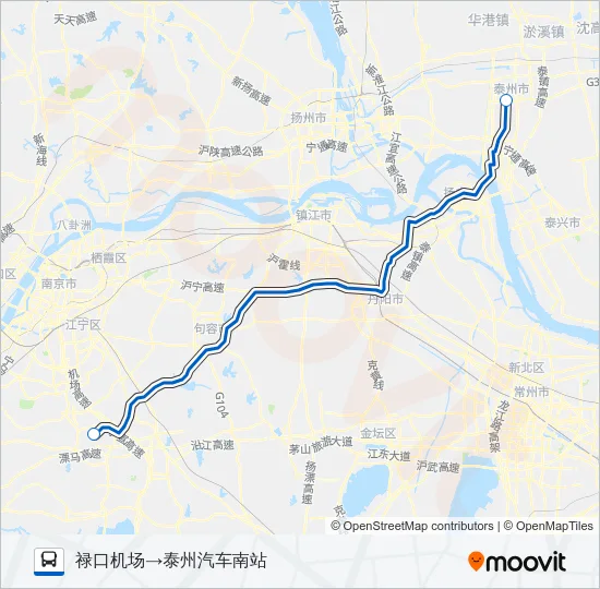 公交机场巴士泰州专路的线路图