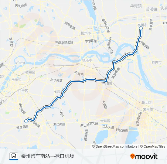 公交机场巴士泰州专路的线路图
