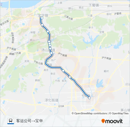 公交句容102宝华专线路的线路图