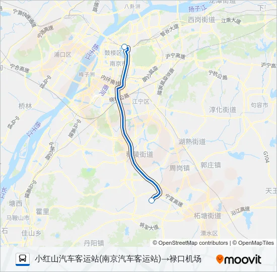 禄口机场南京中央门线 Bus Line Map