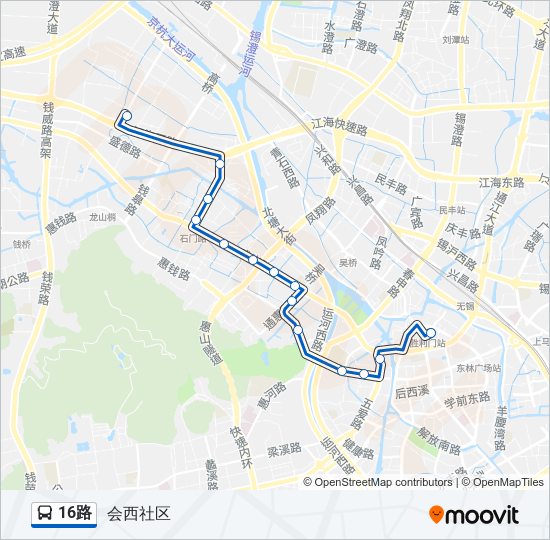 16路 bus Line Map