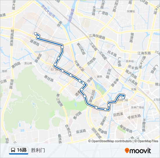 公交16路的线路图