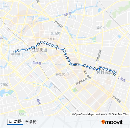 公交21路的线路图