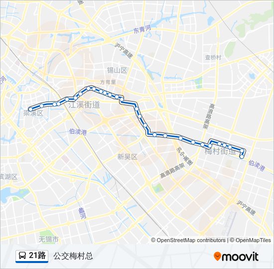 公交21路的线路图