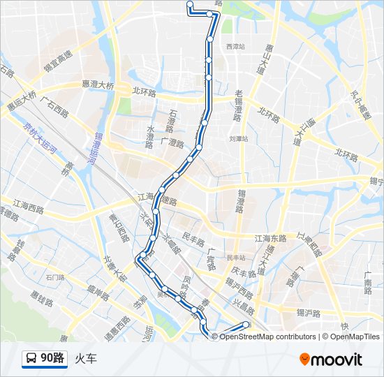 公交90路的线路图