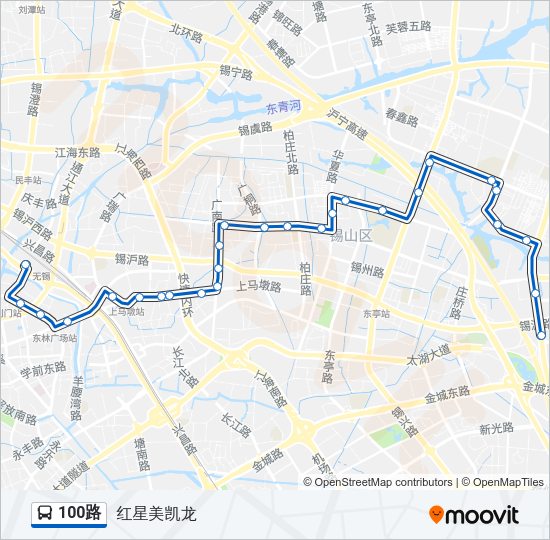 公交100路的线路图