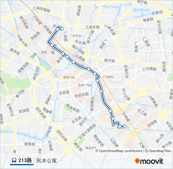 公交213路的线路图