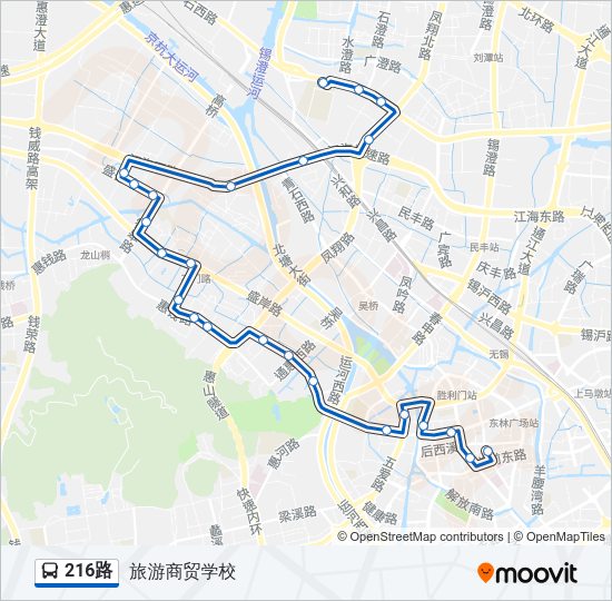 公交216路的线路图