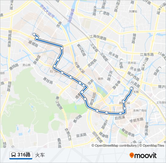 公交316路的线路图