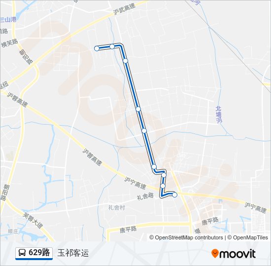 公交629路的线路图