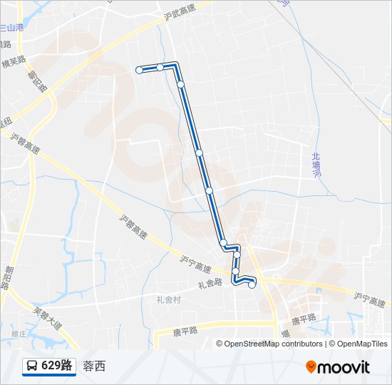 公交629路的线路图