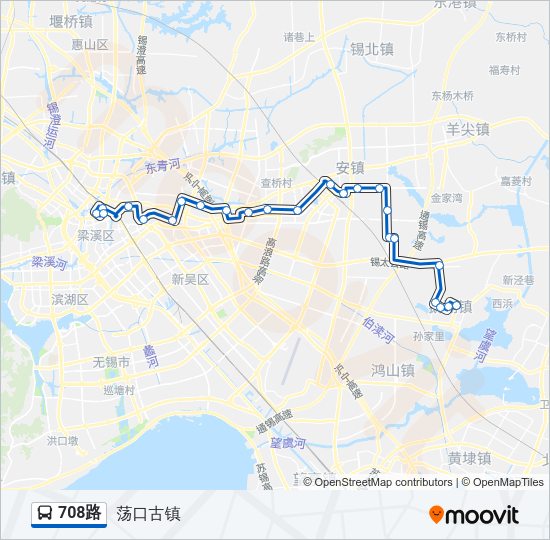 公交708路的线路图