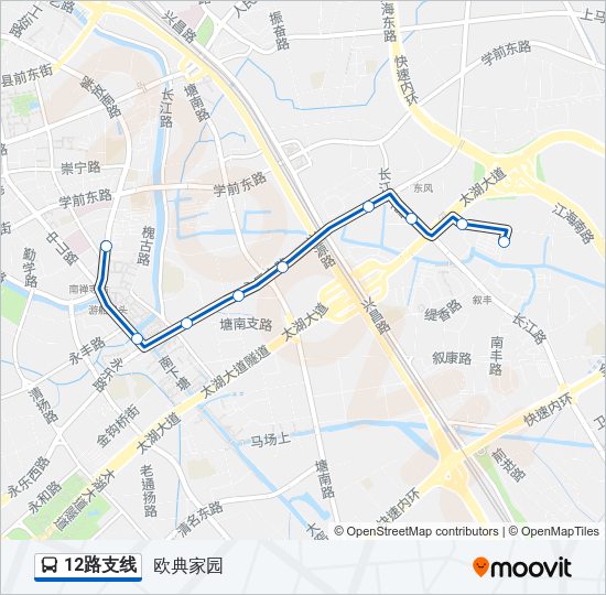 公交12支线路的线路图