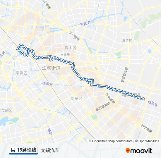 公交19快线路的线路图