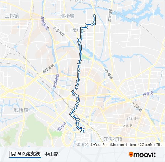 公交602支线路的线路图