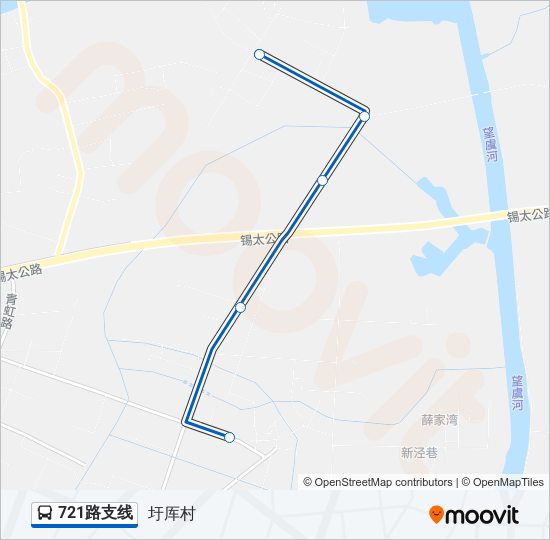 公交721支线路的线路图