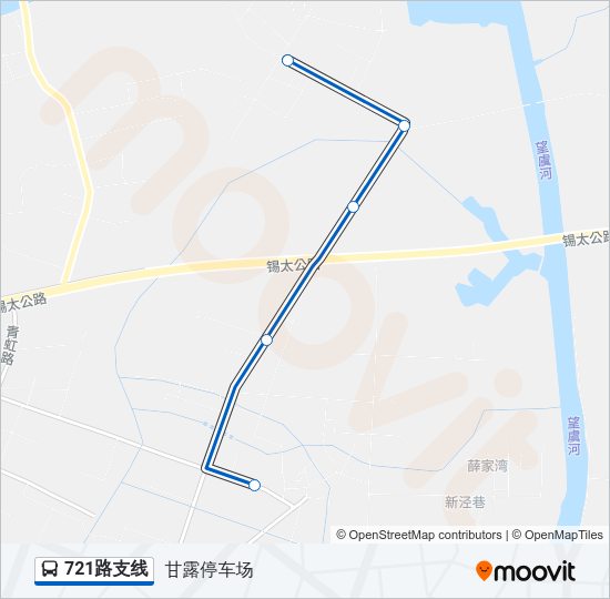 公交721支线路的线路图