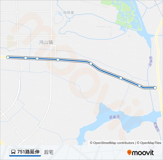 公交751延伸路的线路图