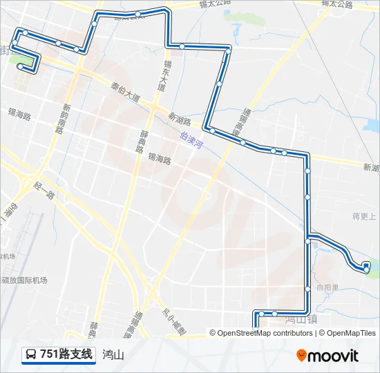 公交751支线路的线路图