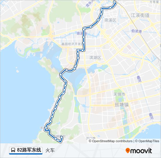 公交82军东线路的线路图