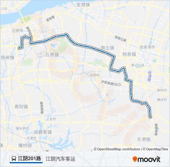 公交江阴201路的线路图