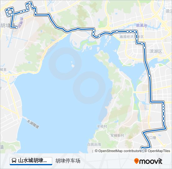山水城胡埭专线 Bus Line Map