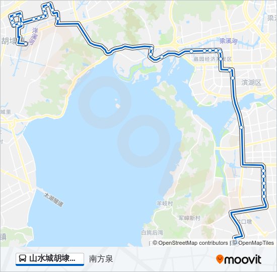 山水城胡埭专线 Bus Line Map