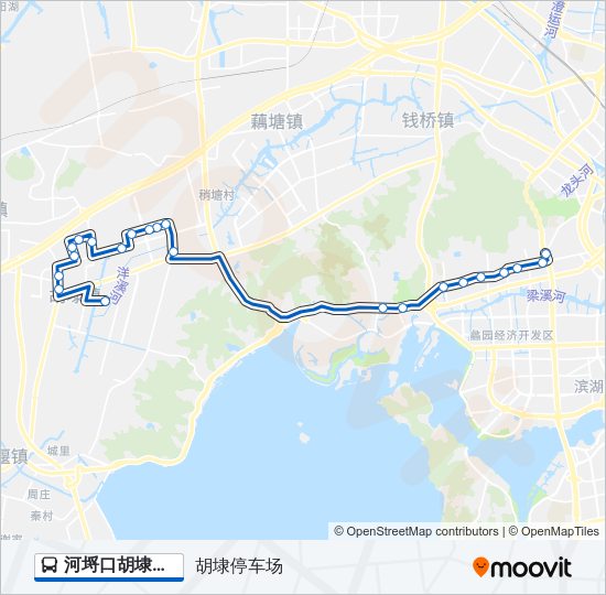 河埒口胡埭专线 Bus Line Map