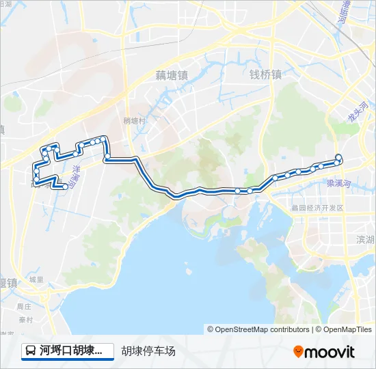 河埒口胡埭专线 Bus Line Map