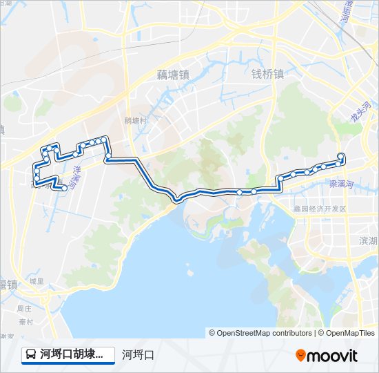 河埒口胡埭专线 bus Line Map