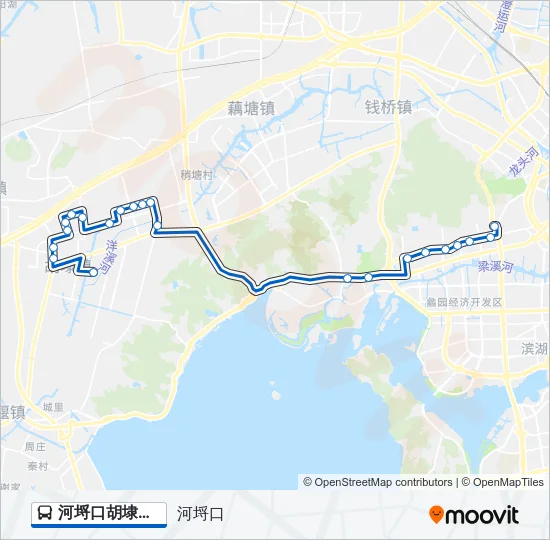 公交河埒口胡埭专路的线路图