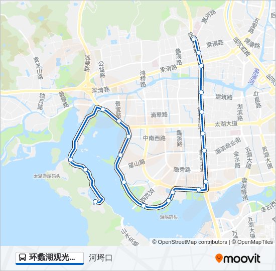 公交环蠡湖观光专路的线路图