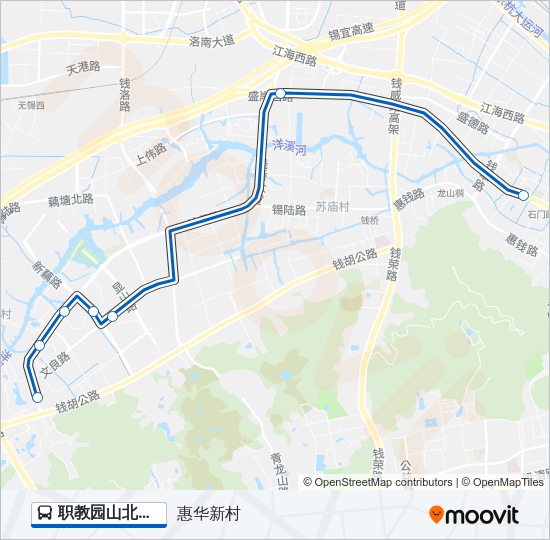 公交职教园山北专路的线路图