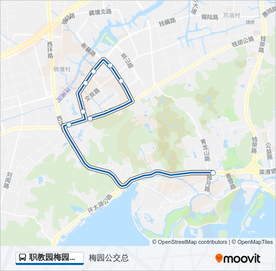 公交职教园梅园专路的线路图