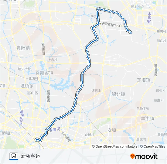 无锡江阴新桥便捷线 Bus Line Map