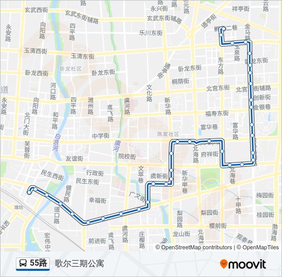 公交55路的线路图