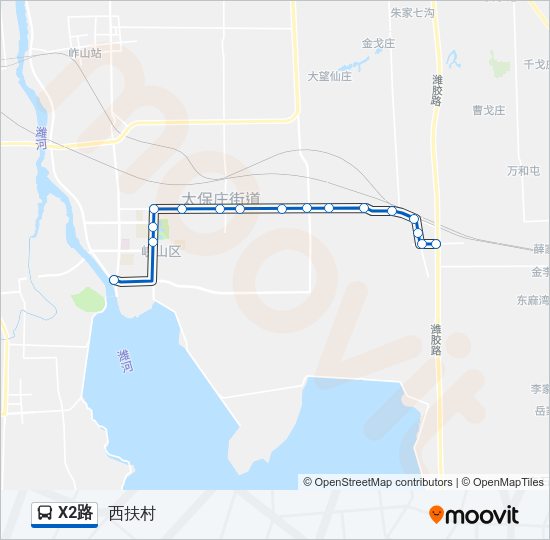 公交X2路的线路图