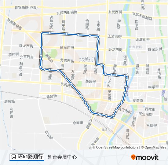 公交环61顺行路的线路图