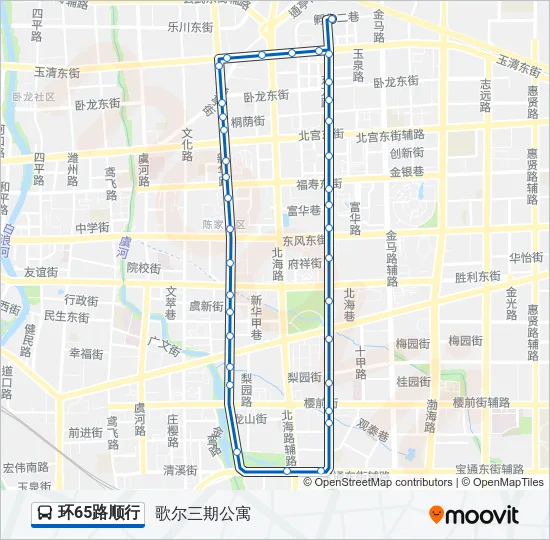公交环65顺行路的线路图